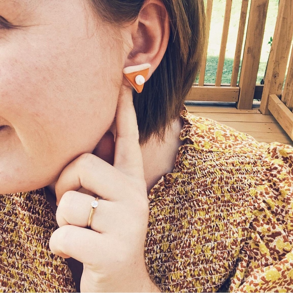 Made-to-Order NEW Handmade Pumpkin Pie Polymer Clay Stud Fall Earrings - Picture 3 of 4